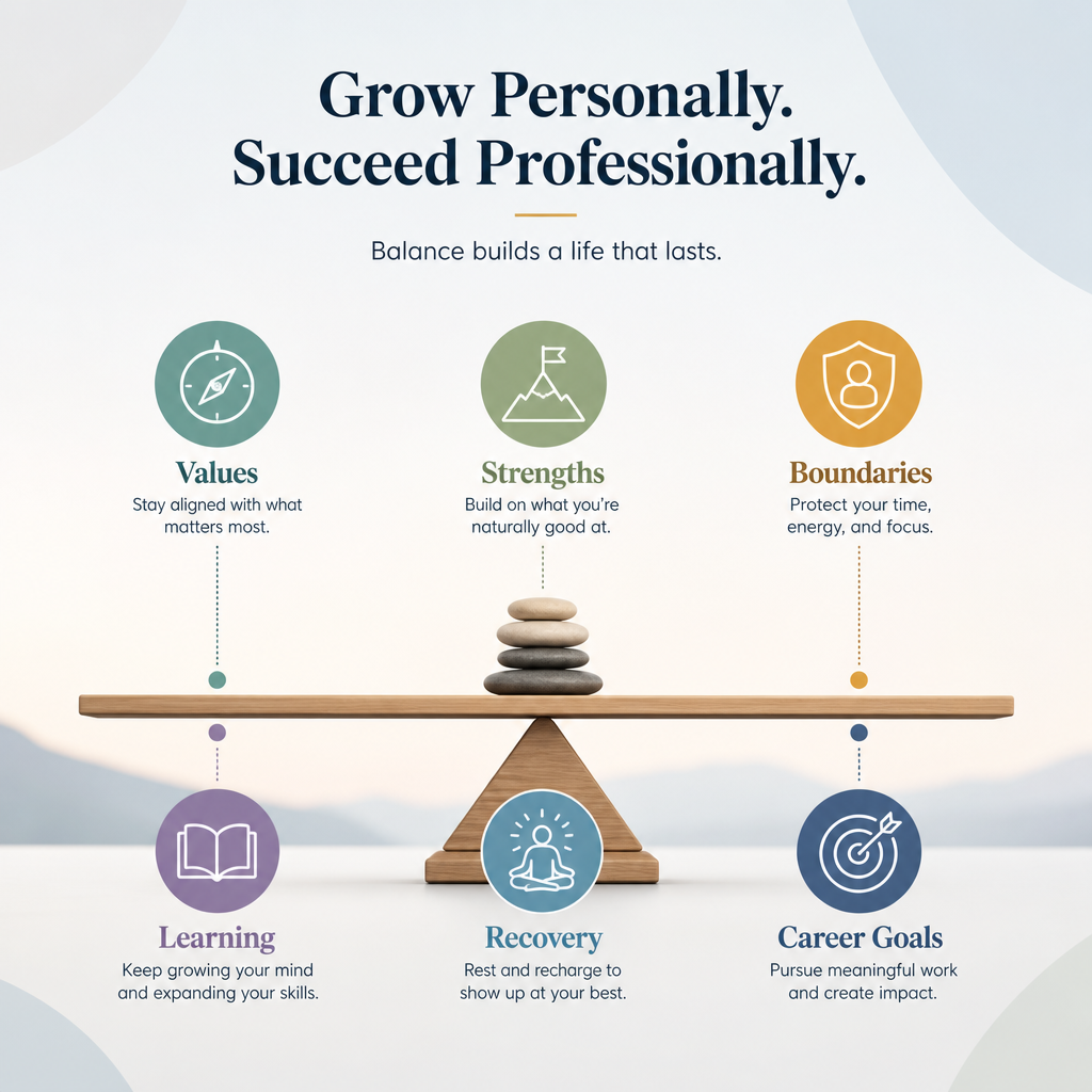 Balancing Personal Growth with Professional Success infographic